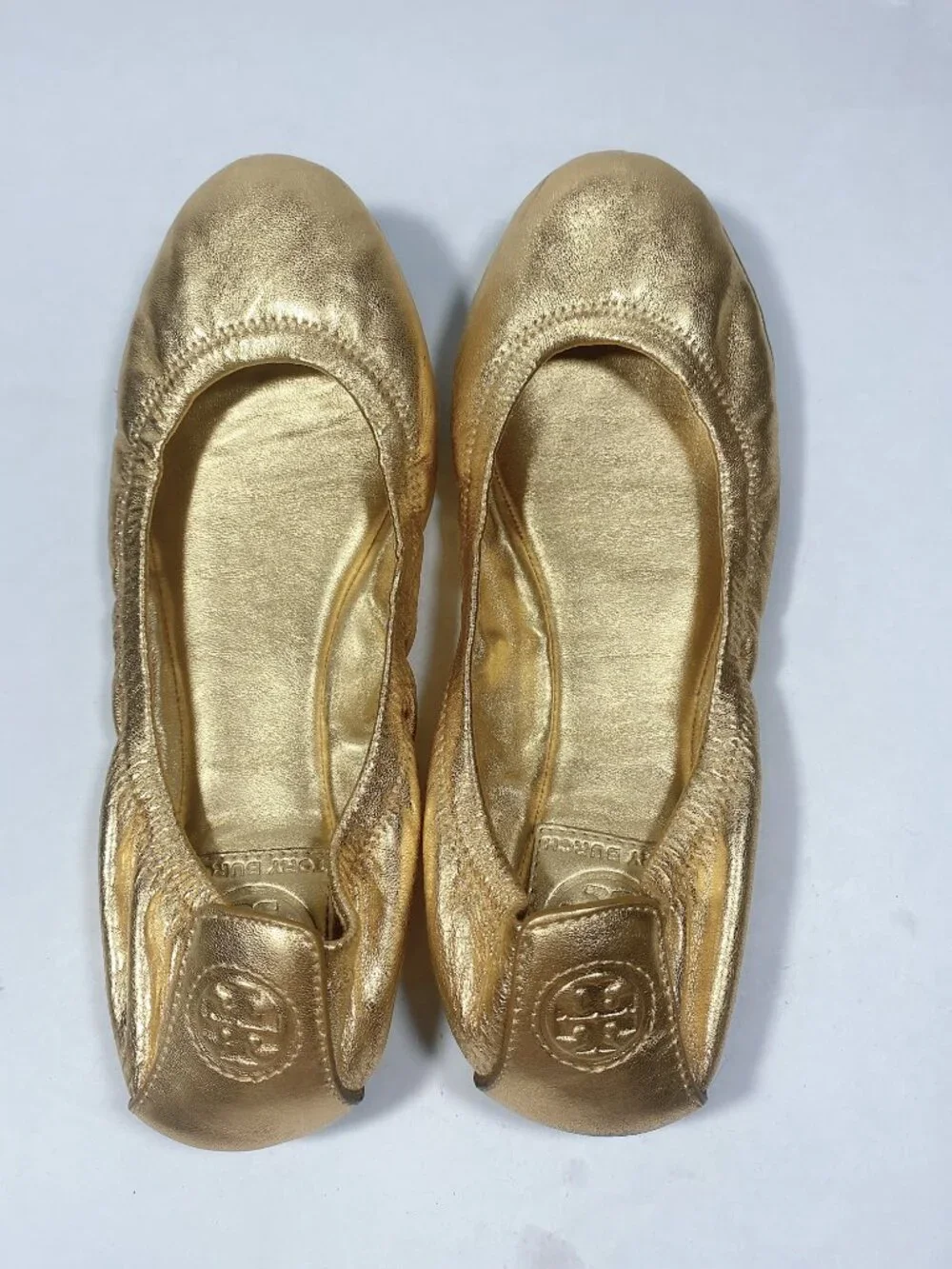 Tory Burch Metallic Gold Leather Ballet Flats